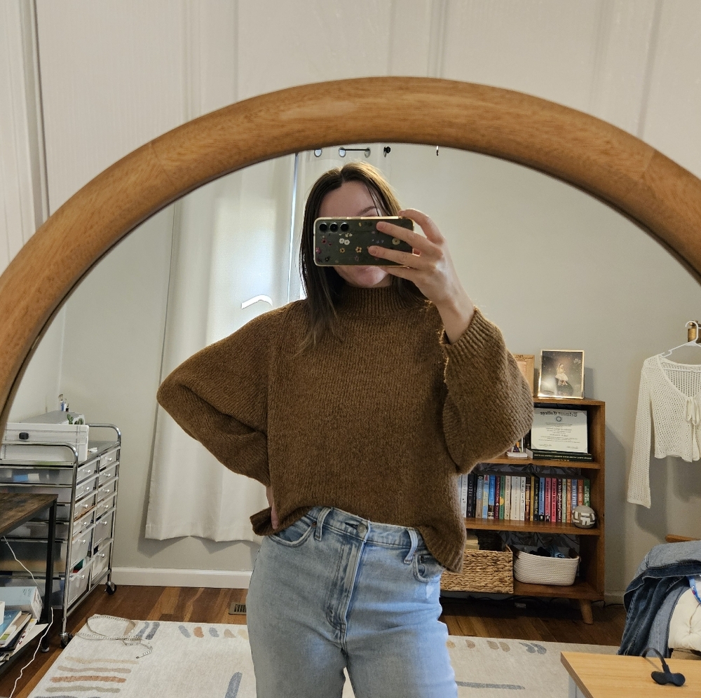Old Navy Tan/Brown Knit Mock Neck Sweater